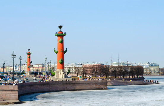 View of the Rastral Columns, Saint Petersburg, Russia