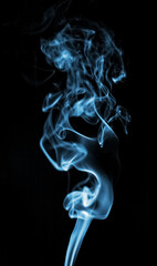 Blue smoke on a black isolated background