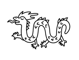 Dragon. Chinese horoscope 2024 year. Animal symbol vector illustration. Black line doodle sketch. Editable path