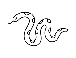 Snake. Chinese horoscope 2025 year. Animal symbol vector illustration. Black line doodle sketch. Editable path