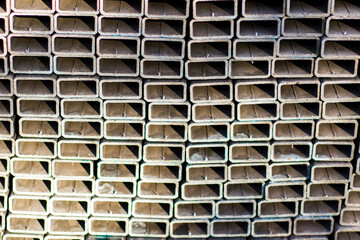Iron building material close-up, background of iron and manufacture