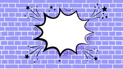 Abstract long vector banner template on a brick background. Background with halftone circles - 423583164