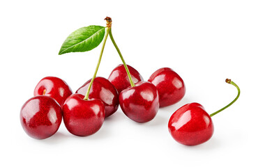 Fresh cherry fruit isolated on white background. Cherry isolated.