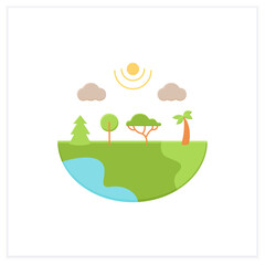 Species diversity flat icon.Describe diversity of living species. Included insects,animals,plants,fungi.Differentiation in ecosystem.Biodiversity concept. 3d vector illustration