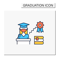 Academic career color icon. Personal growth. Motivation speech. Work at university. Professor career. Professional development. Graduation concept.Isolated vector illustration