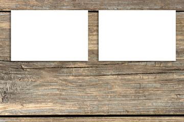 Creative layout. Business card or paper sheet on old wooden board, Сopy spaсe