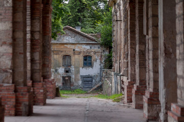 The abandoned old palace in Pilica in Poland