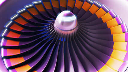 Jet engine blades close up