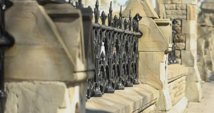 Beautiful stone and iron gates that surround the Parliament Hill in Ottawa, Canada.