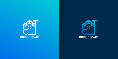 Letter c home roof repair logo