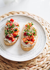 bruschetta with tomato, ricotta and basil