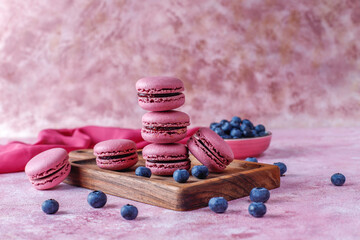 Macaroons with blueberries.