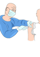A patient getting vaccinated.
