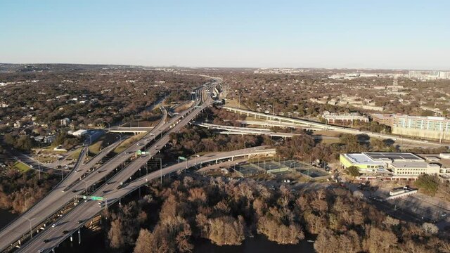 Aerial View of Austin MoPac Highway with Sunny Day