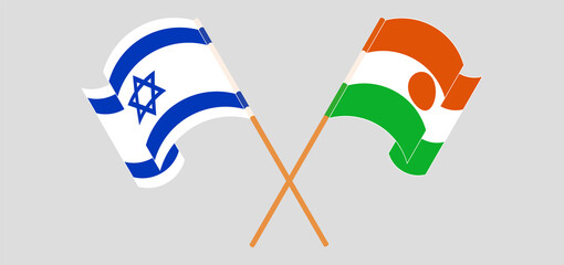 Crossed flags of Israel and the Niger. Official colors. Correct proportion