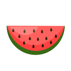 Red watermelon in cartoon style. Vector illustration.