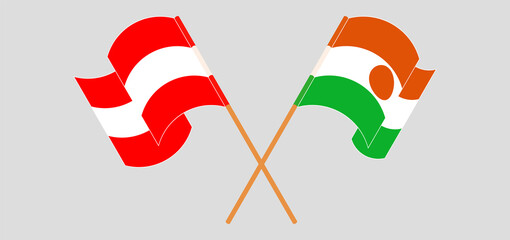 Crossed flags of Austria and the Niger. Official colors. Correct proportion