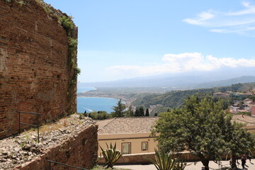 Taormina ancient theater on the Mediterranean Sea, Sicily Italy