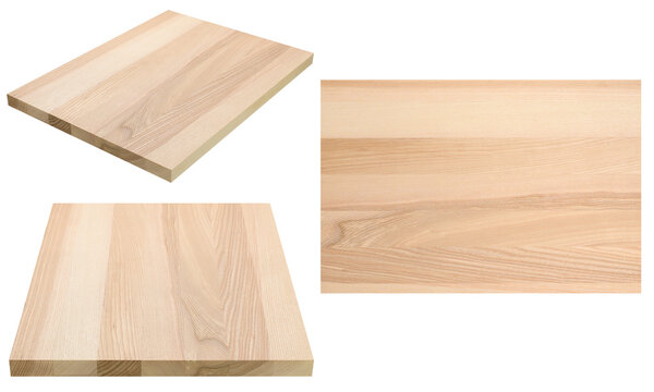Oak laminated board made of solid slats, set of 3 photos