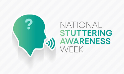 National Stuttering awareness week (NSAW) observed each year in May. it is also called stammering or childhood-onset fluency disorder. Vector illustration.
