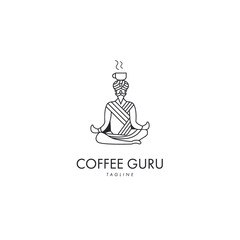 Coffee Guru Logo Symbol Design Template Flat Style Vector