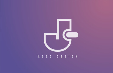 J alphabet logo letter for business and company with geometric style and pastel color. Corporate brading and icon lettering with simple blue design