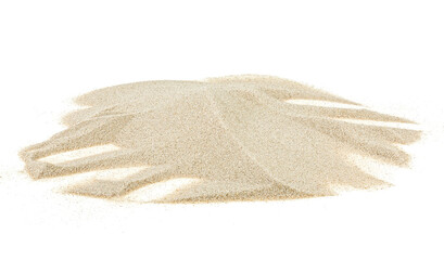Fototapeta na wymiar River sand pile isolated on a white background. Sand dunes.