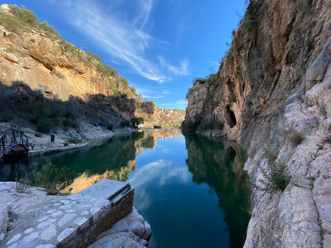 waterfalls and natural pools in the town of Bolbaite, located in the Valencian Community, Spain.