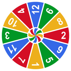 ngi1182 NewGraphicIcon ngi - german - Glücksrad Symbol . english - numbers 1 to 12 - coloured composition - wheel of fortune icon . simple print template - isolated on white background . xxl g10422