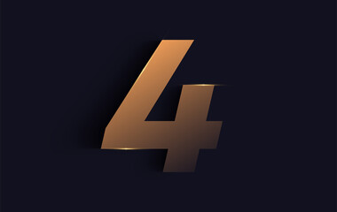 Fototapeta premium Number four 4 vector font alphabet, modern dynamic luxury flat design for your unique elements design ; logo, corporate identity, application, creative poster etc... vector EPS.