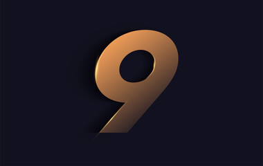 Number nine 9 vector font alphabet, modern dynamic luxury flat design for your unique elements design ; logo, corporate identity, application, creative poster etc... vector EPS.