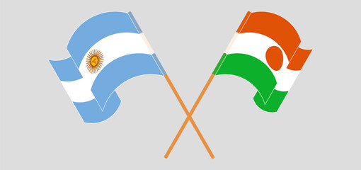 Crossed flags of Argentina and the Niger. Official colors. Correct proportion