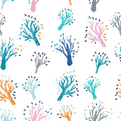 Fototapeta na wymiar Vector colorful abstract seamless pattern design illustration with decorative tree branches