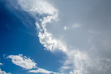 rain and sun, blue sky with clouds