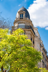 Paris, typical facade, beautiful building in Montmartre 

