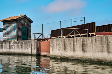 Locks on the canal in the city of Aveiro