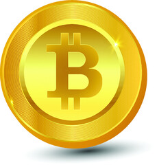 Bitcoin symbol in gold colored circle