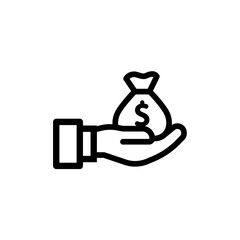 Financial Aid Flat Icon. Pixel Perfect. For Mobile and Web. Save money icon in line style. Coin in hand icon, outline style
