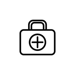 Medical Bag Icon - Vector. First aid kit Icon. medical briefcase icon black on white background