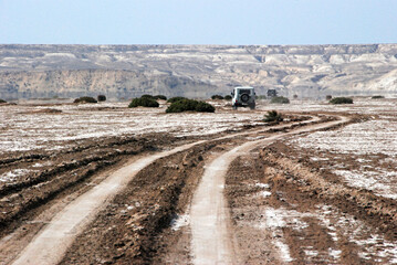 Shrinking dried out Aral Sea in Uzbekistan © mosesrode