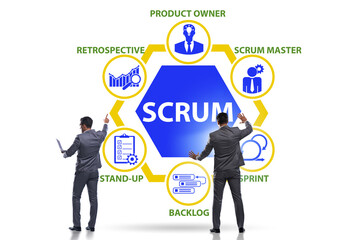 Businessman in SCRUM agile method concept