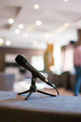 microphone on table at business conference