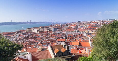 Obraz premium A view from miradouro to Alfama district of Lisbon.