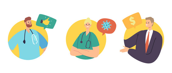 Businessman Sponsor Offer Donation and Help in Finance Issues to Medical Staff. Medicine Sponsorship Support Concept