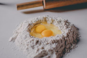 Eggs and flour on the table