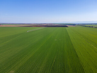 Aerial Spring view of Rural Land near town of Hisarya, Bulgaria