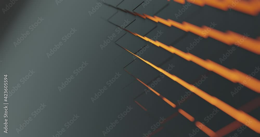 Poster abstract motion background with triangles and orange red glow. metallic reflection and dynamic style