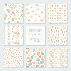 Set of abstract contemporary seamless patterns. Modern trendy illustration. Perfect for textile