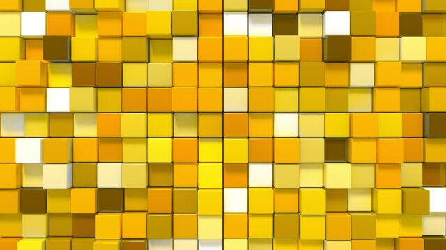 The mosaic background, consisting of differently colored cubes, gently wavers. Pattern moves endlessly, pixels in high magnification.