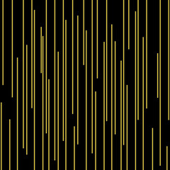 Geometric of vertical stripe pattern. Design random stripe gold on black bacground. Design print for illustration, texture, wallpaper, background.